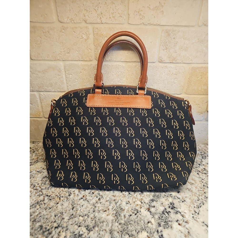 Dooney & Bourke Shadow Satchel Medium Monogram Blue Brown Florentine